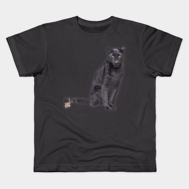 Black Leopard Kids T-Shirt by Sharonzoolady